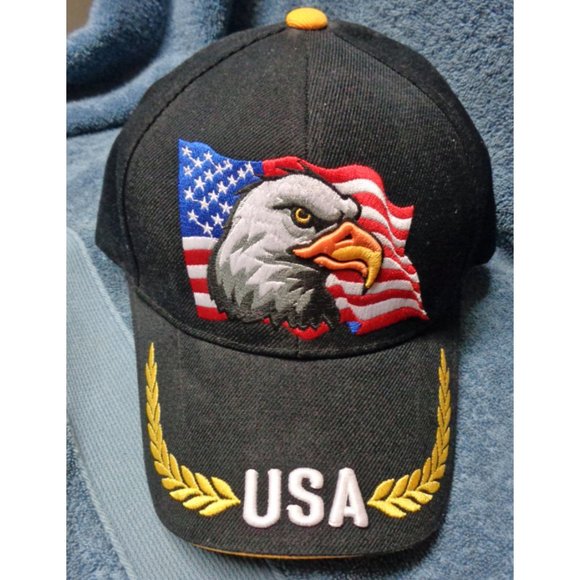 Black USA Eagle Hat - Picture 1 of 6